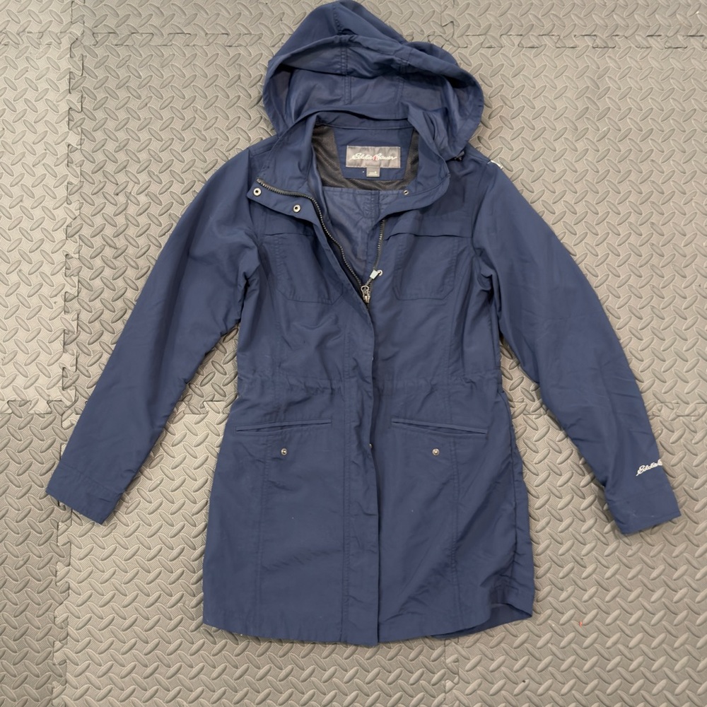 Eddie Bauer Navy Utility Jacket with Hood - Size Small